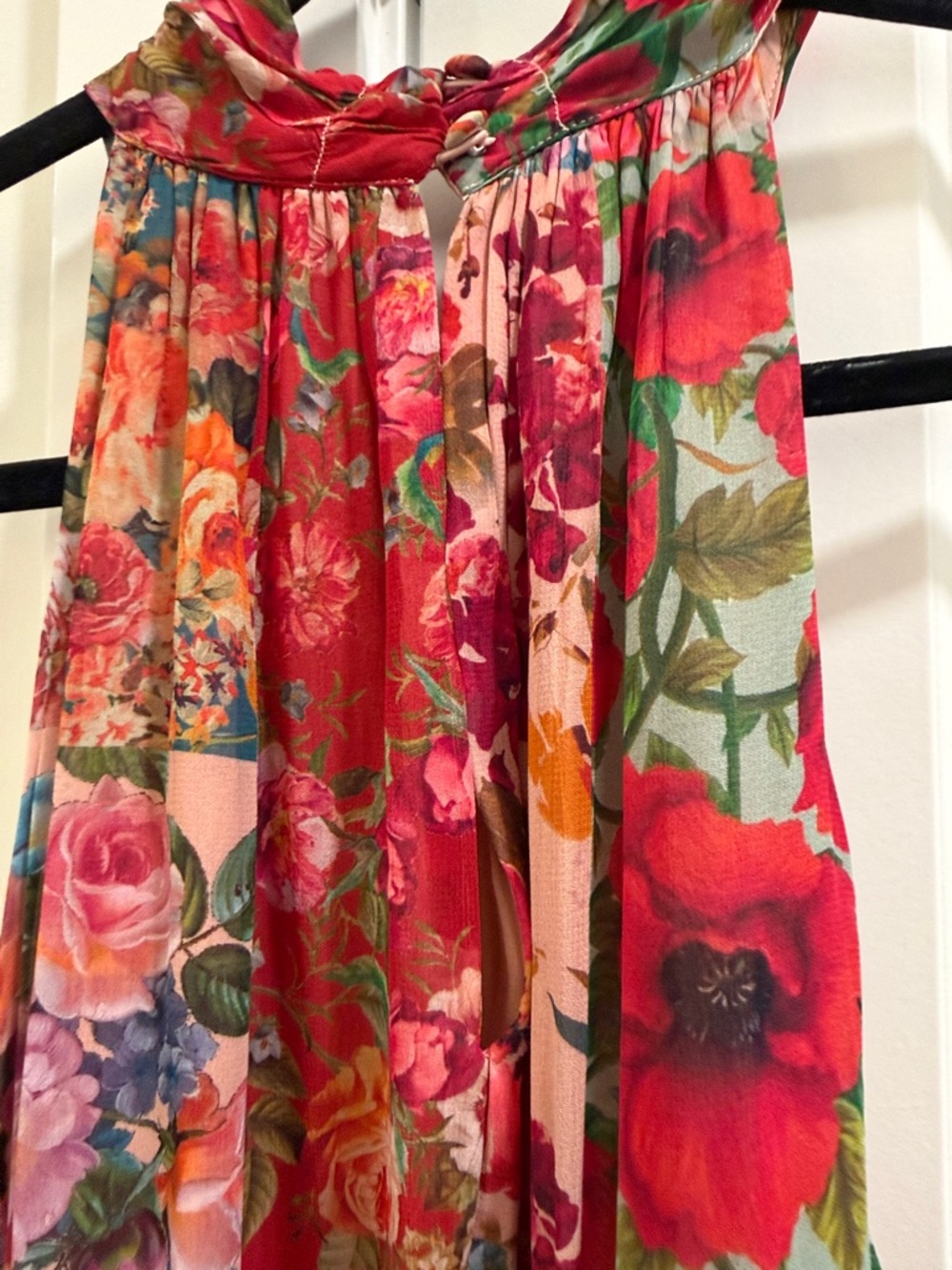 Anthropologie Floral Halter Maxi Dress in Pink, Red & Blue - Picture 6 of 6